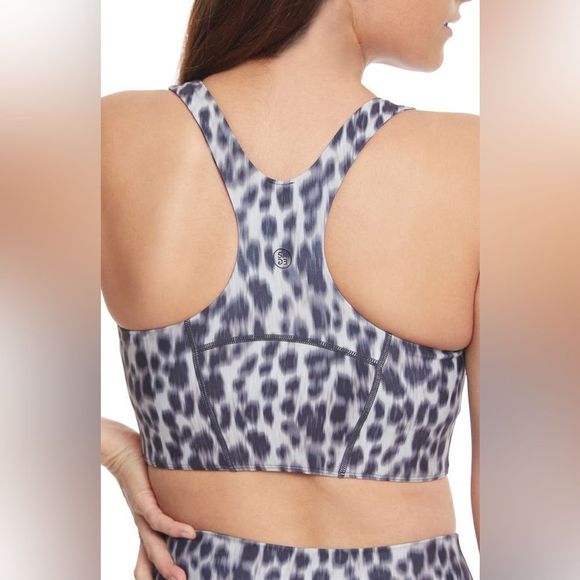 NWT Sage Leopard Print Animal Print Gray & Black Sports Bra Athletic Comfy Yoga - Picture 2 of 11